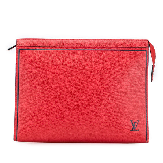 Red Louis Vuitton Taiga Pochette Voyage MM Clutch Bag