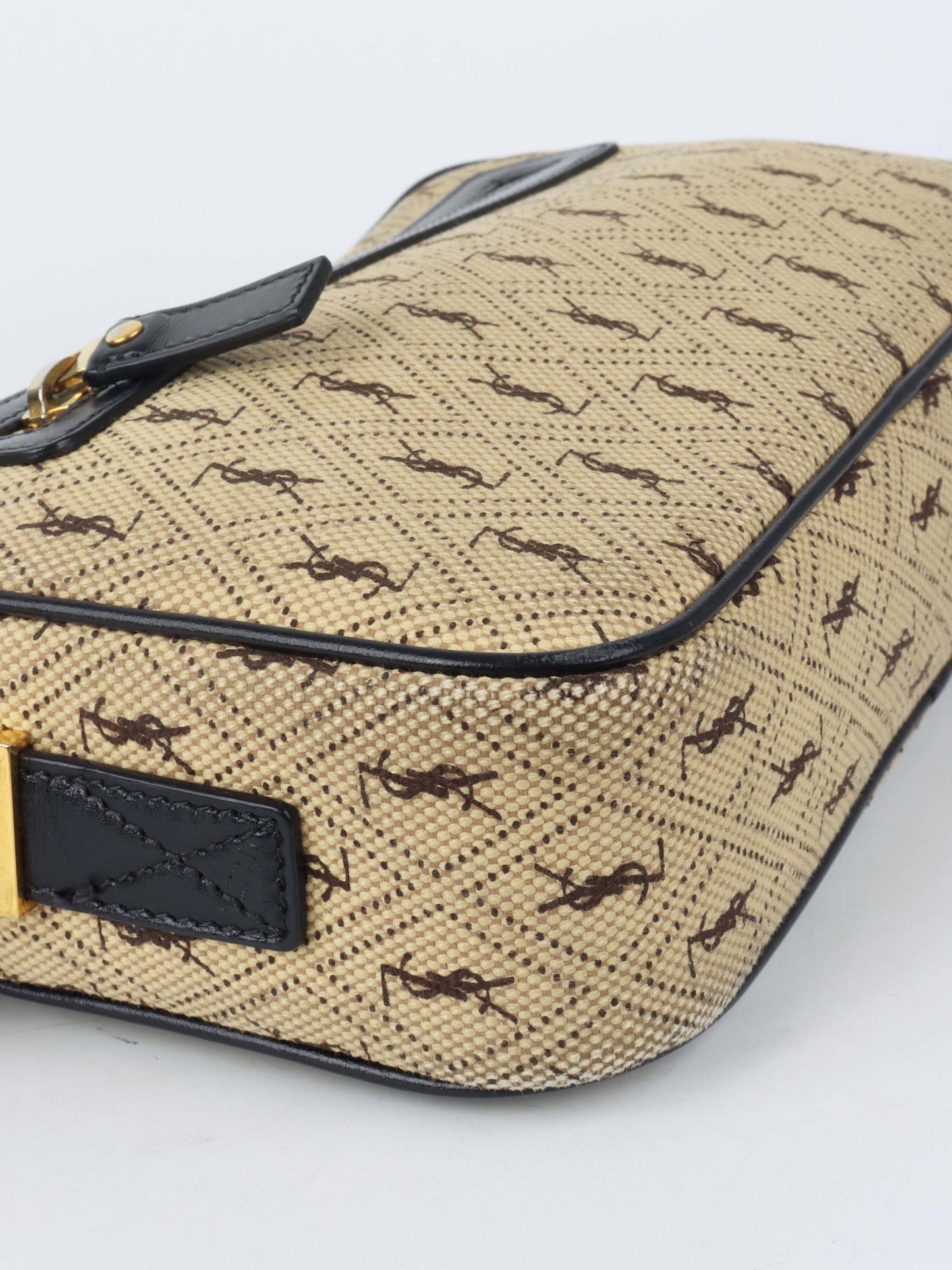 Saint Laurent Monogram All Over Canvas Camera Bag.