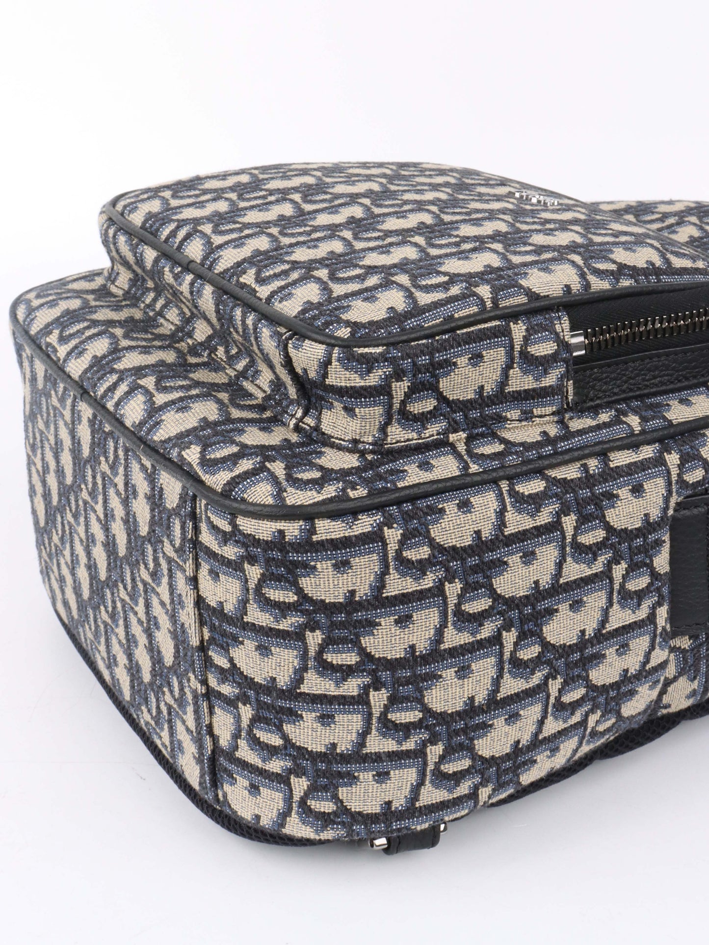 Dior Blue Oblique Canvas Crossbody Sling Bag.