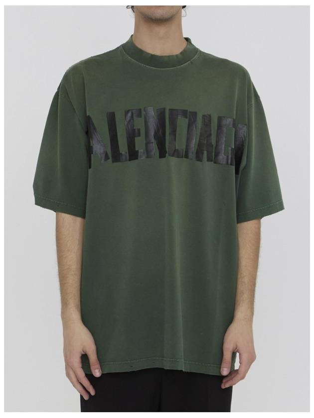 Luxury Balenciaga Trending 2026 Tape Type Short Sleeve T-Shirt Green