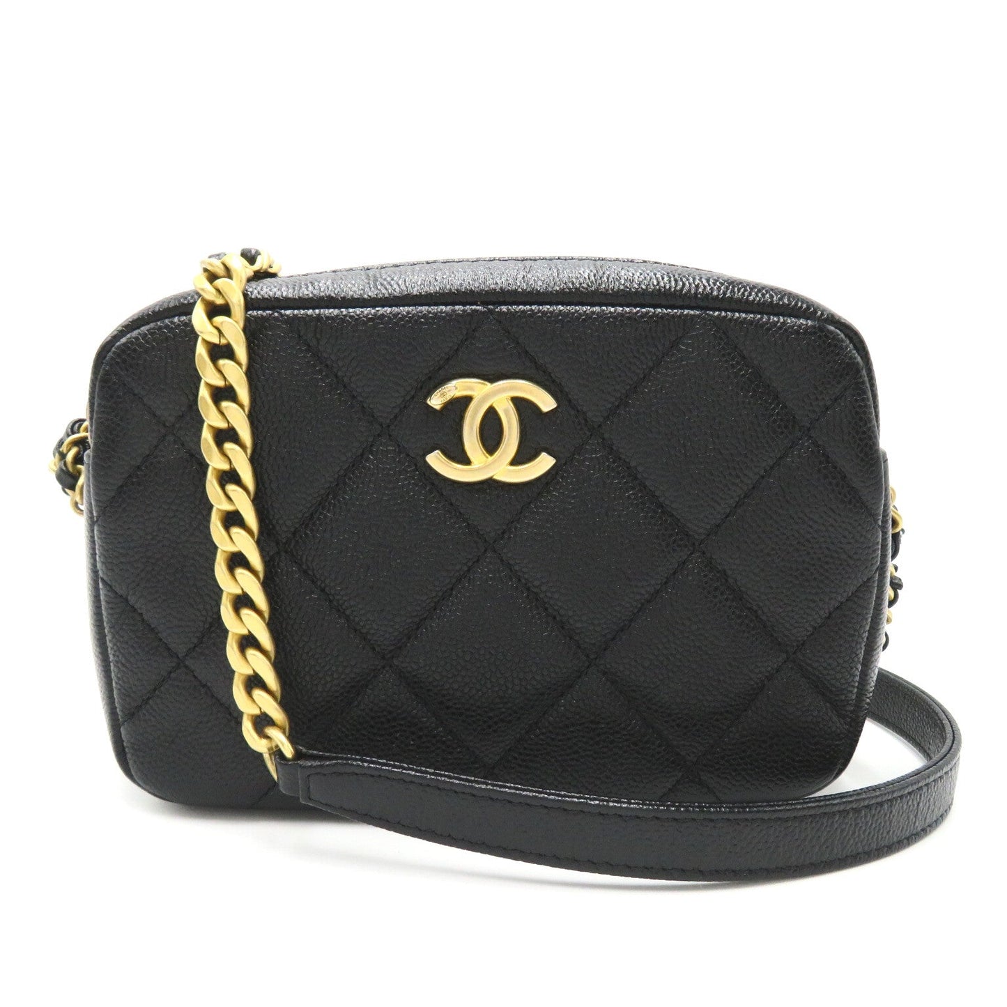 CHANEL CHANEL Chain Sder Chain Shoulder Bag Cabia S  Black