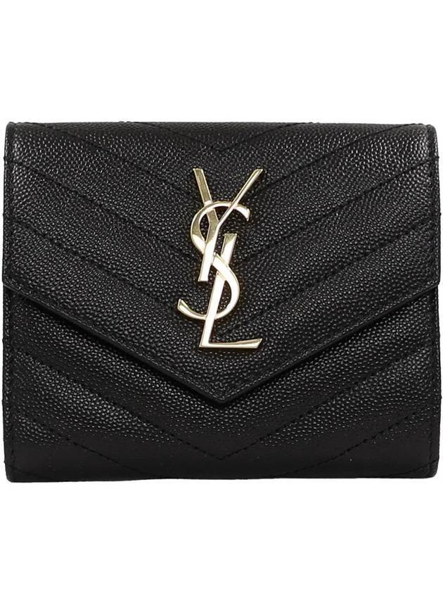 Luxury Saint Laurent Trending 2025 Matelasse Monogram Quilting Flap Half Wallet Black