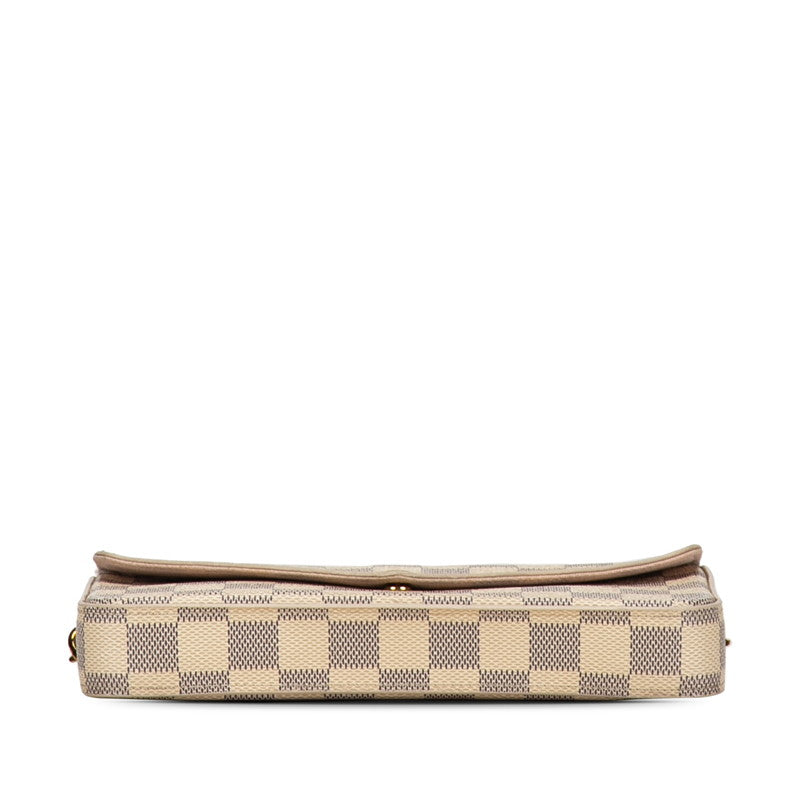 Louis Vuitton Damier Azur Pochette Felice Chain Wallet N40491 White PVC Leather  Louis Vuitton