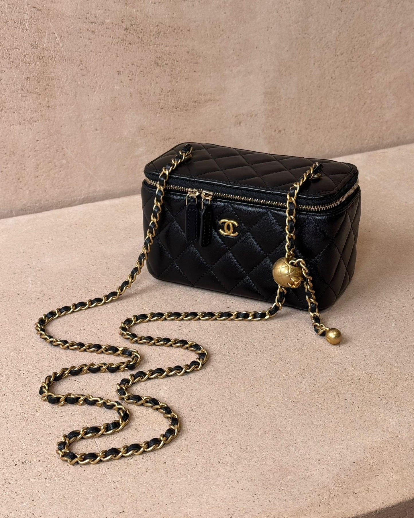 Chanel Small Pearl Crush Vanity - Black Lambskin | Gold Hardware