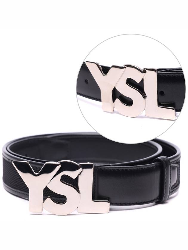 Luxury Saint Laurent Trending 2025 Men's YSL Logo Leather Belt Black