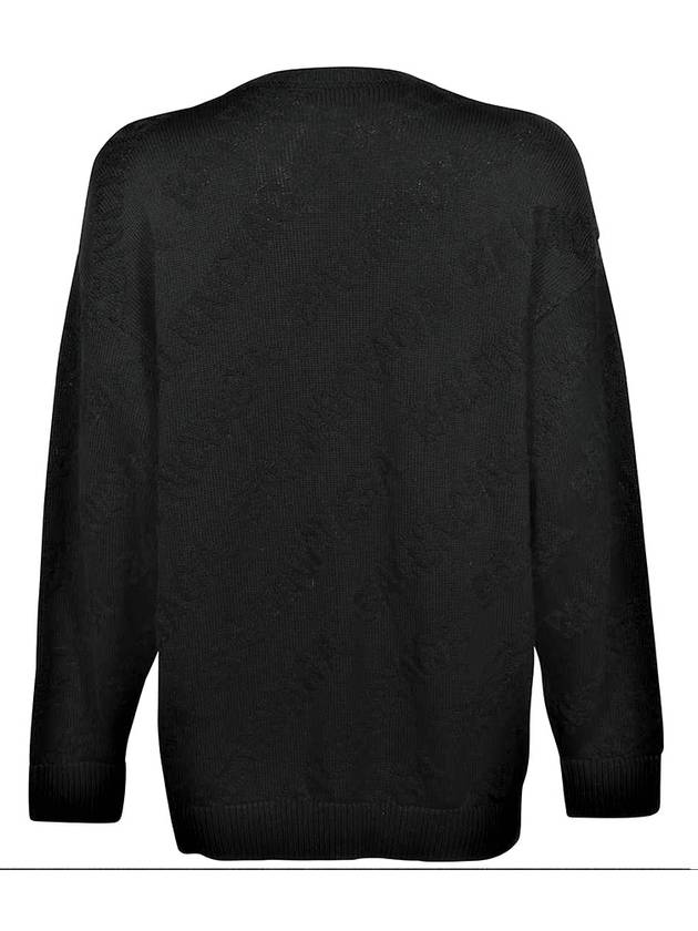 Luxury Balenciaga Trending 2026 Logo Jacquard Cotton Knit Top Black