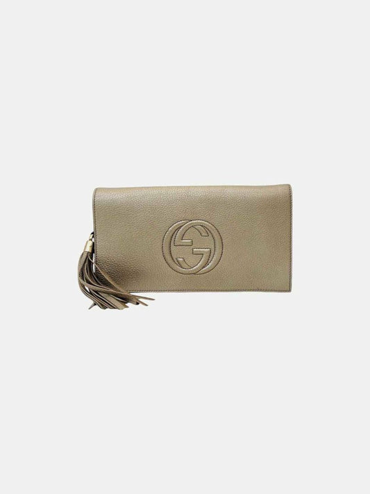 GUCCI Soho Metallic Gold Clutch