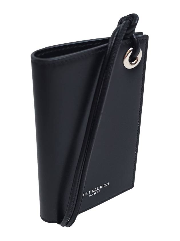 Luxury Saint Laurent Trending 2025 Men's Logo Strap Card Wallet Black