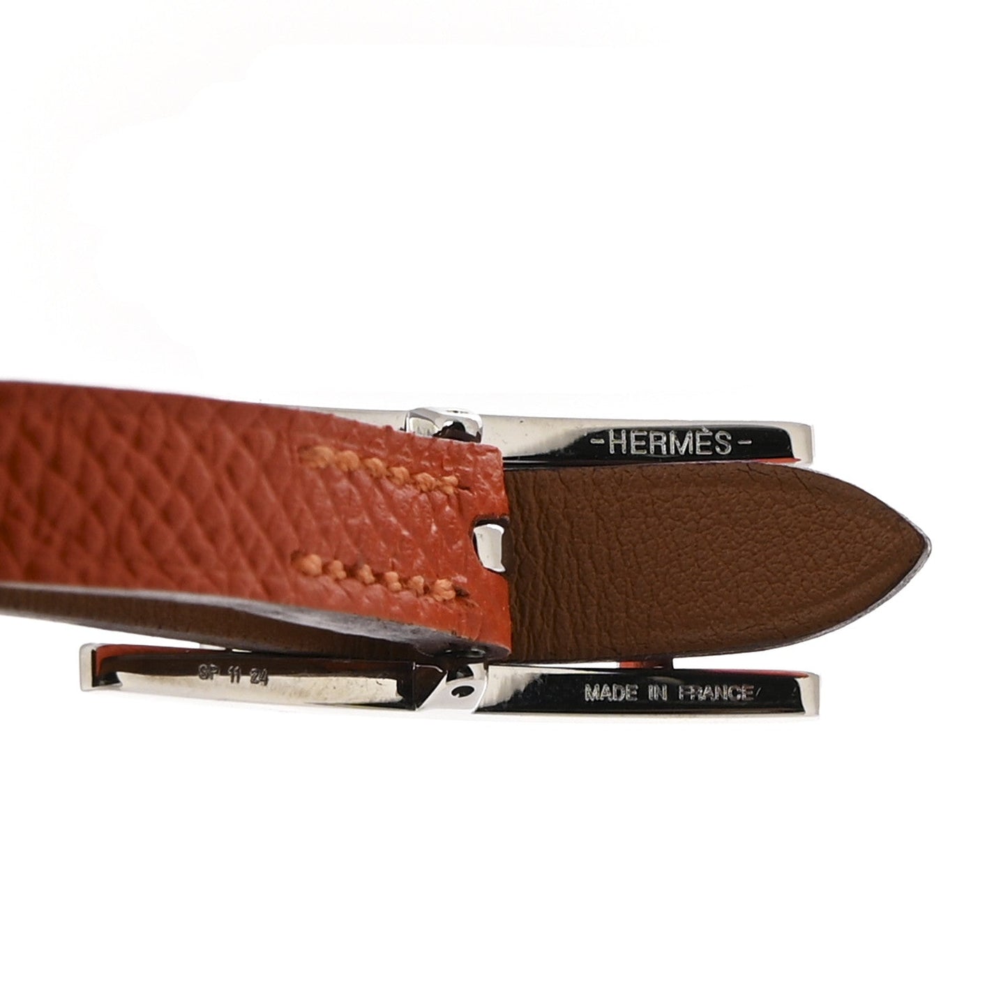 Hermes Epsom Swift Behapi Double Tour Reversible Bracelet XS Orange Gold