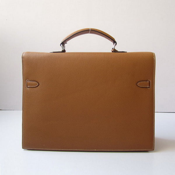 Luxury Hermes Briefcases H269 Briefcase Cow Leather Coffee Bag