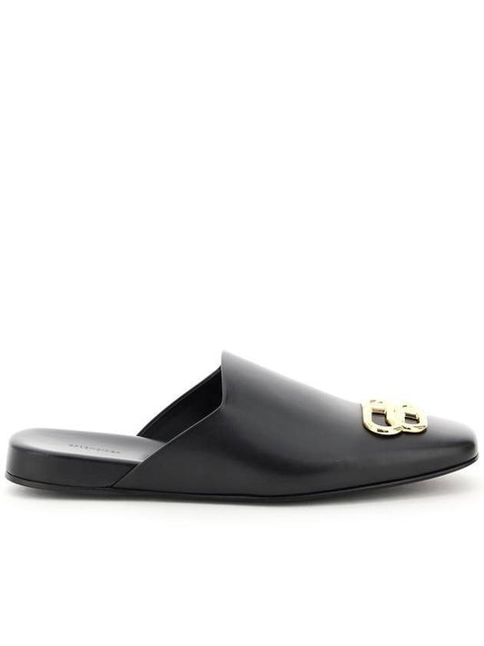 Luxury Balenciaga Trending 2026 BB Logo Leather Mule Black