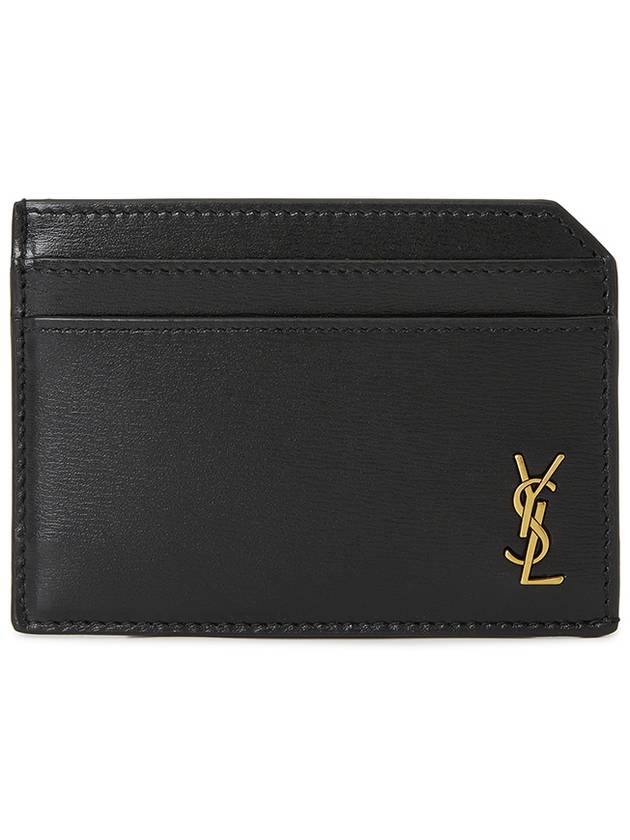 Luxury Saint Laurent Trending 2025 Tiny Cassandre Open Shiny Leather Card Wallet Black