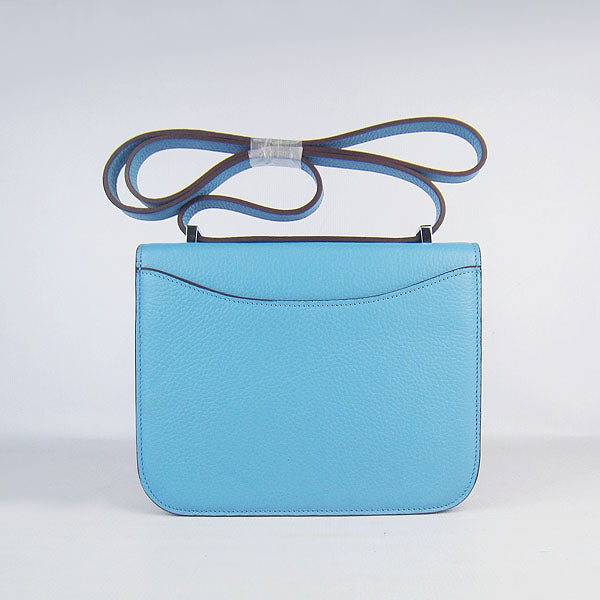Luxury Hermes Constance Cowskin Leather Bag H017 light blue silver
