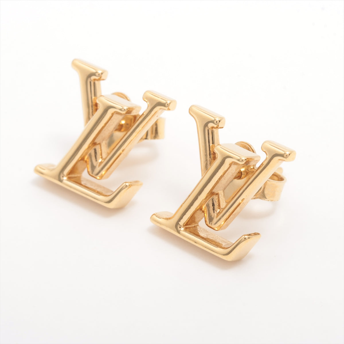 LOUIS VUITTON Logo Earrings M00610 Gold Plated