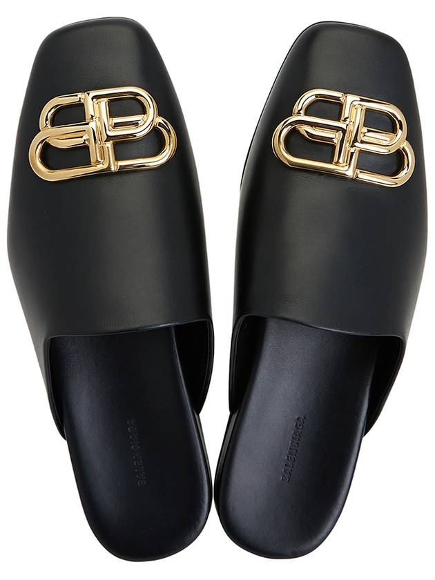 Luxury Balenciaga Trending 2026 BB Logo Leather Mule Black