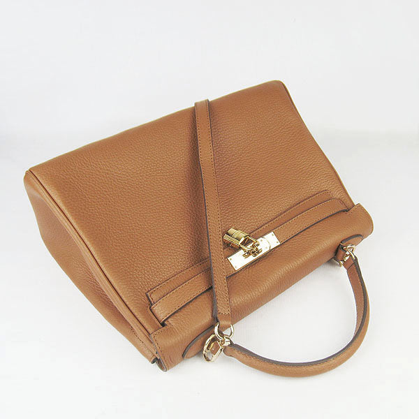 Luxury Hermes Kelly 32cm Togo Leather 6108 Light Coffee Golden