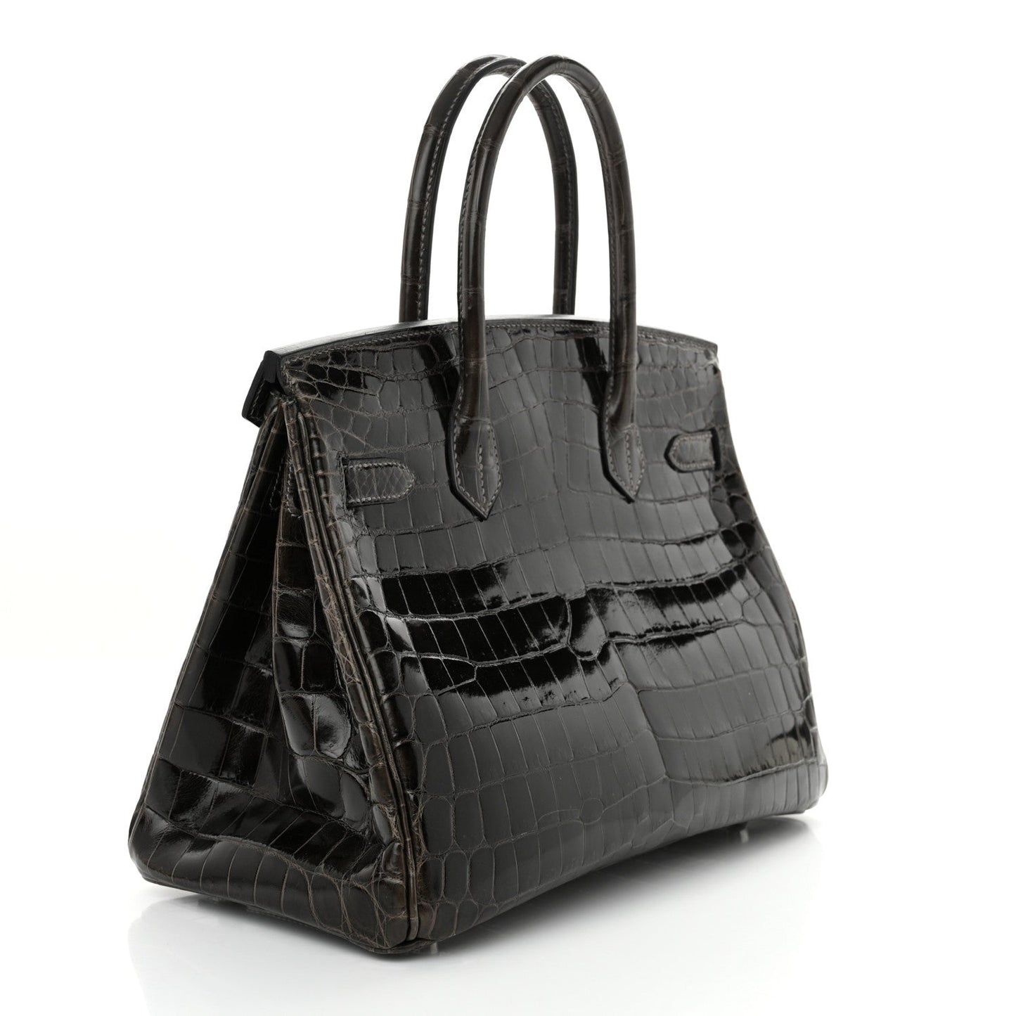 Hermes Shiny Niloticus Crocodile Horseshoe Birkin 30 Graphite