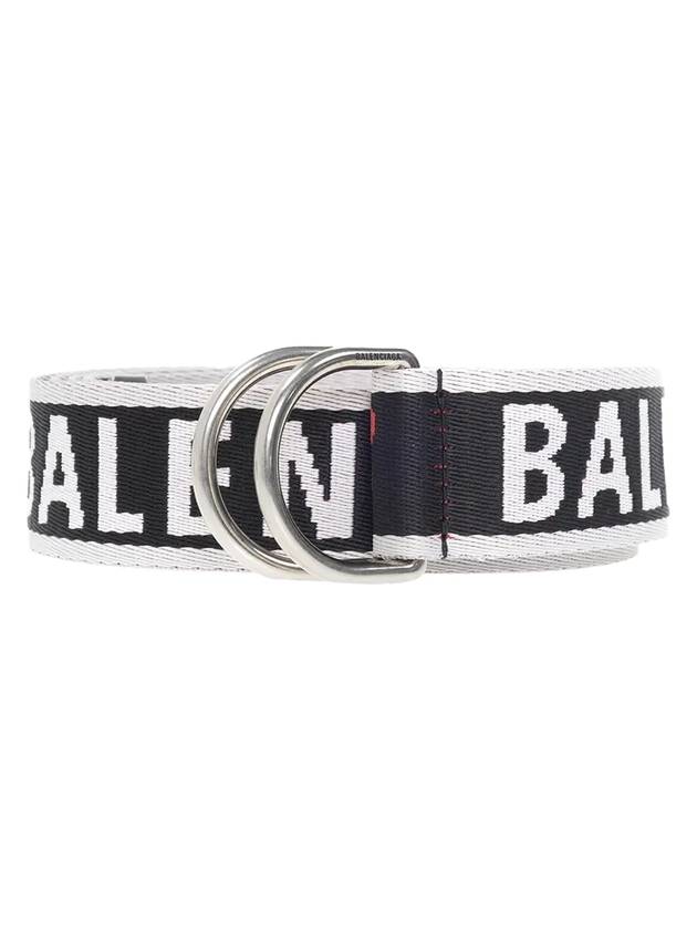 Luxury Balenciaga Trending 2026 D Ring Embroidered Logo Fabric Belt Black