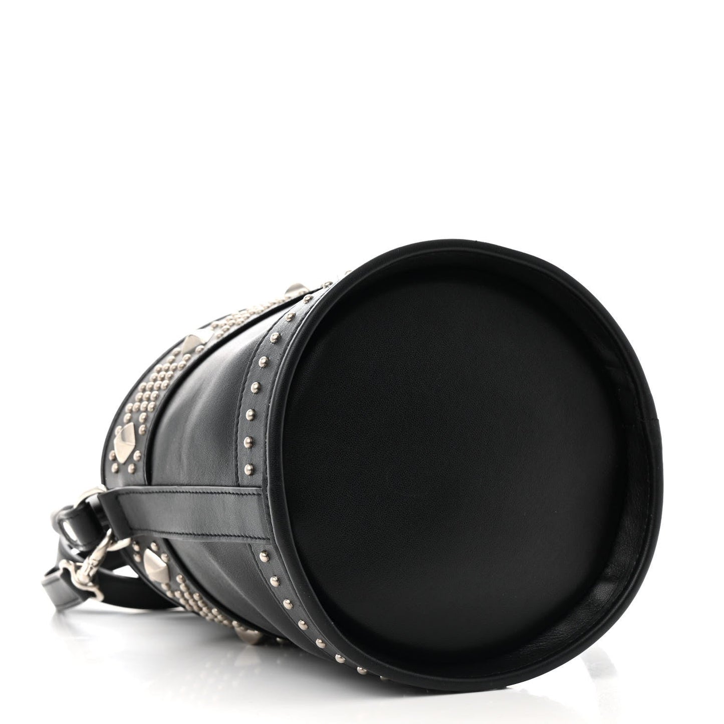 Saint Laurent Smooth Calfskin Studded Small Bahia Drawstring Bucket Bag Black