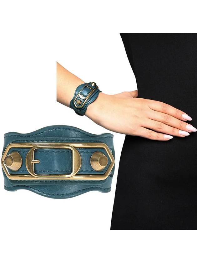 Luxury Balenciaga Trending 2026 Giant Gold Buckle Bracelet Blue