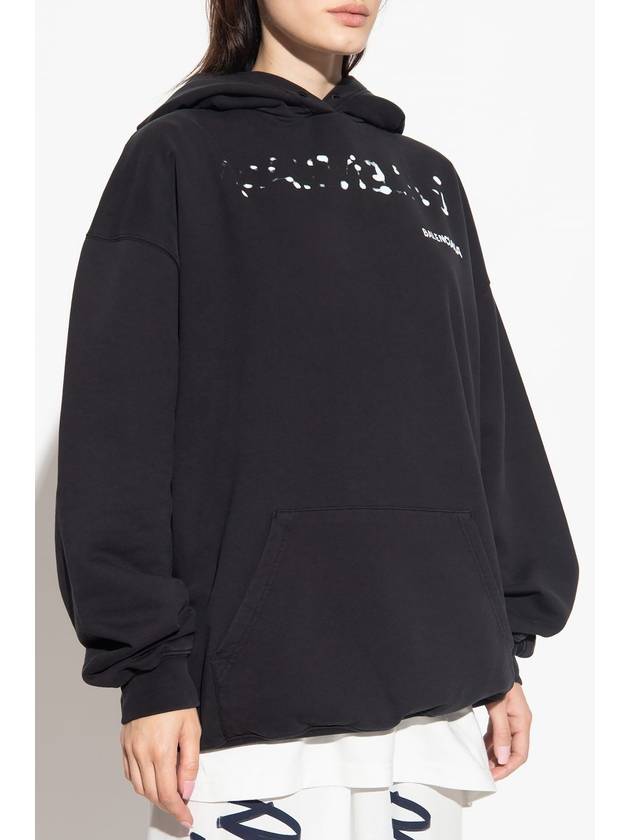 Luxury Balenciaga Trending 2026 Logo Oversized Cotton Hoodie Black