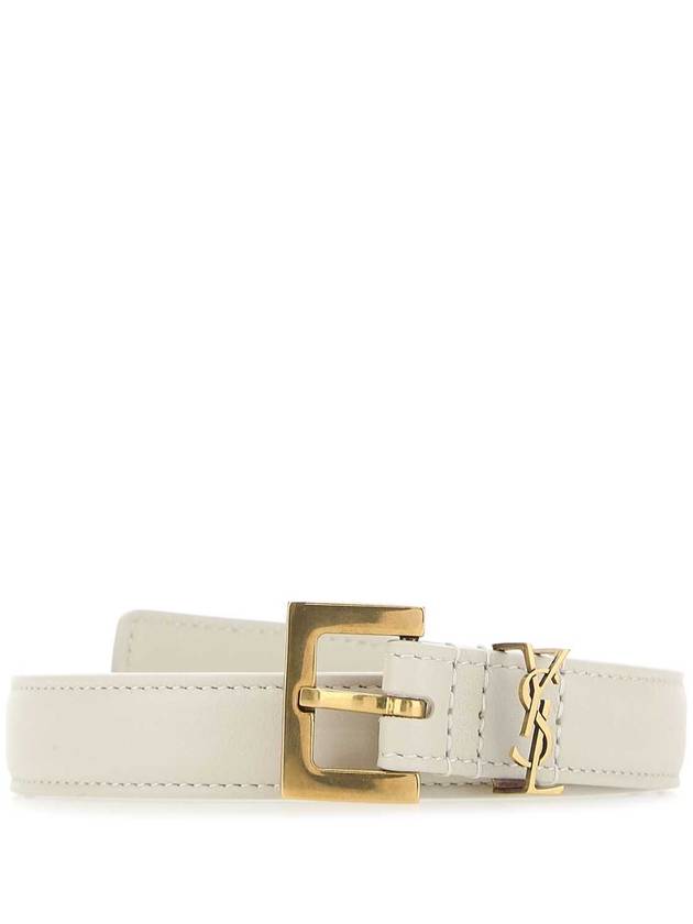 Luxury Saint Laurent Trending 2025 Monogram Square Leather Belt White