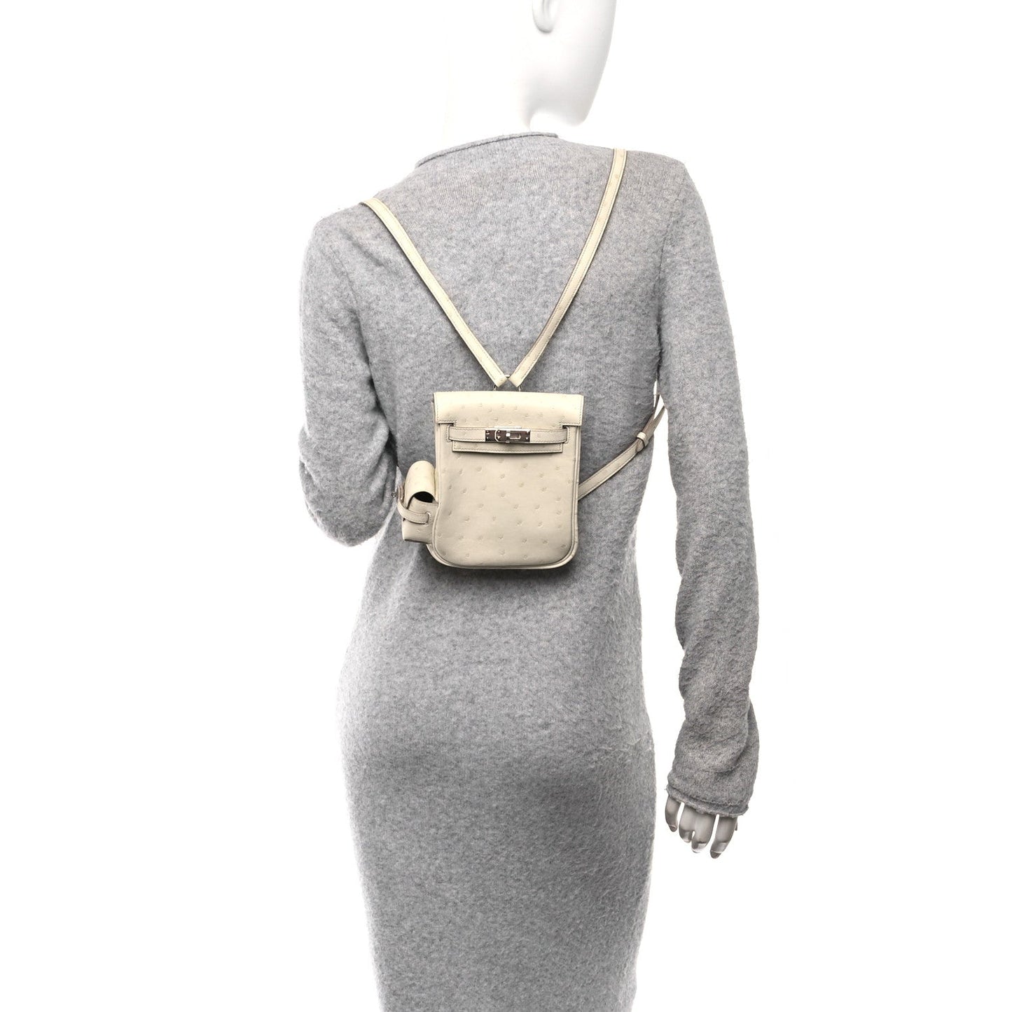 Hermes Ostrich Kelly Jump Backpack Beton