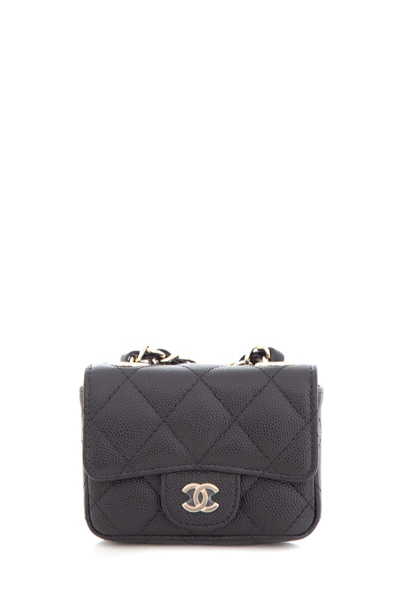 Chanel Black Flap Chain Caviar Quilted Waist Bag