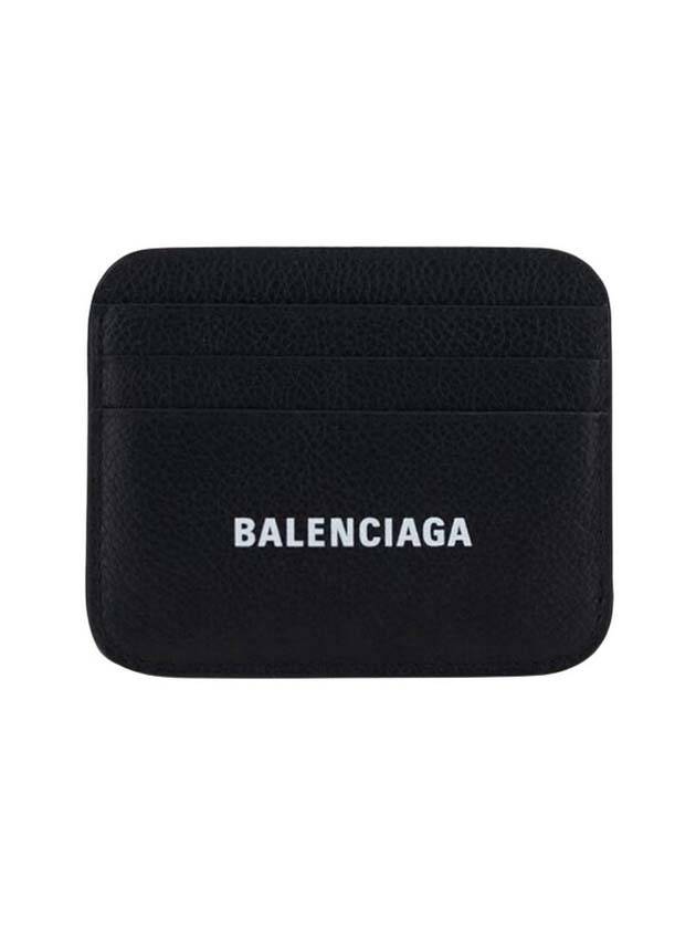 Luxury Balenciaga Trending 2026 White Logo 3-Fold Card Wallet Black