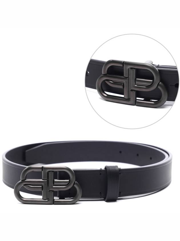 Luxury Balenciaga Trending 2026 BB Logo Thin Calfskin Belt Black