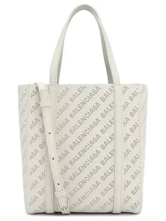 Luxury Balenciaga Trending 2026 Everyday All Over Logo Leather Tote Back White