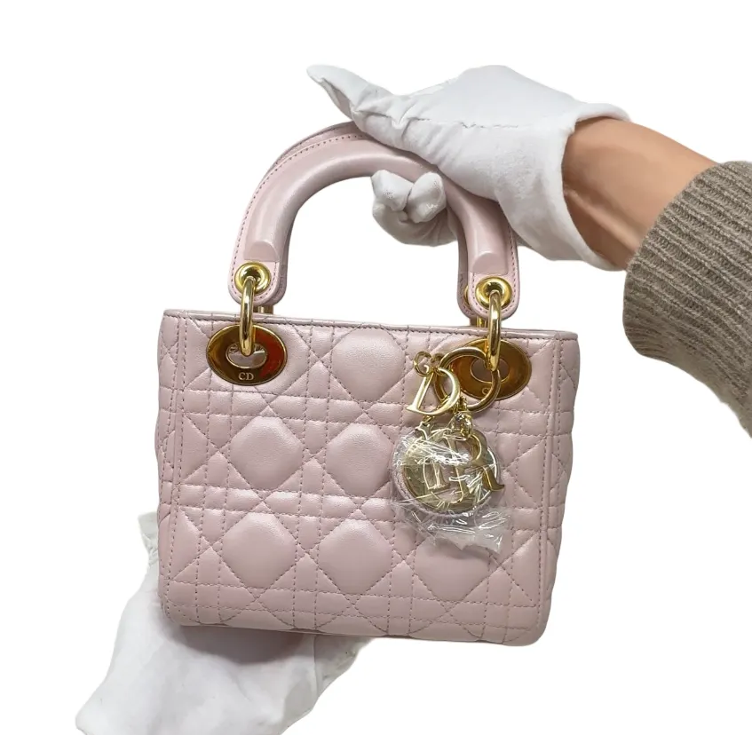 Dior pearlescent pink small size lady dior B21-56
