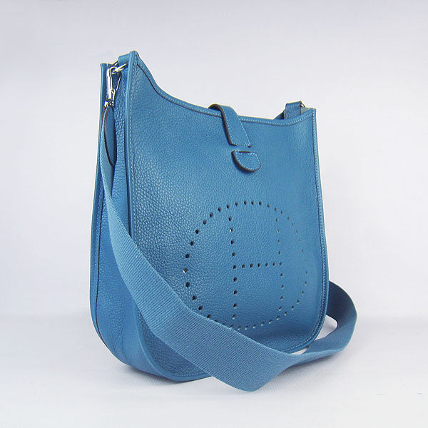 Luxury Hermes Evelyne I handbag H6309 blue silver