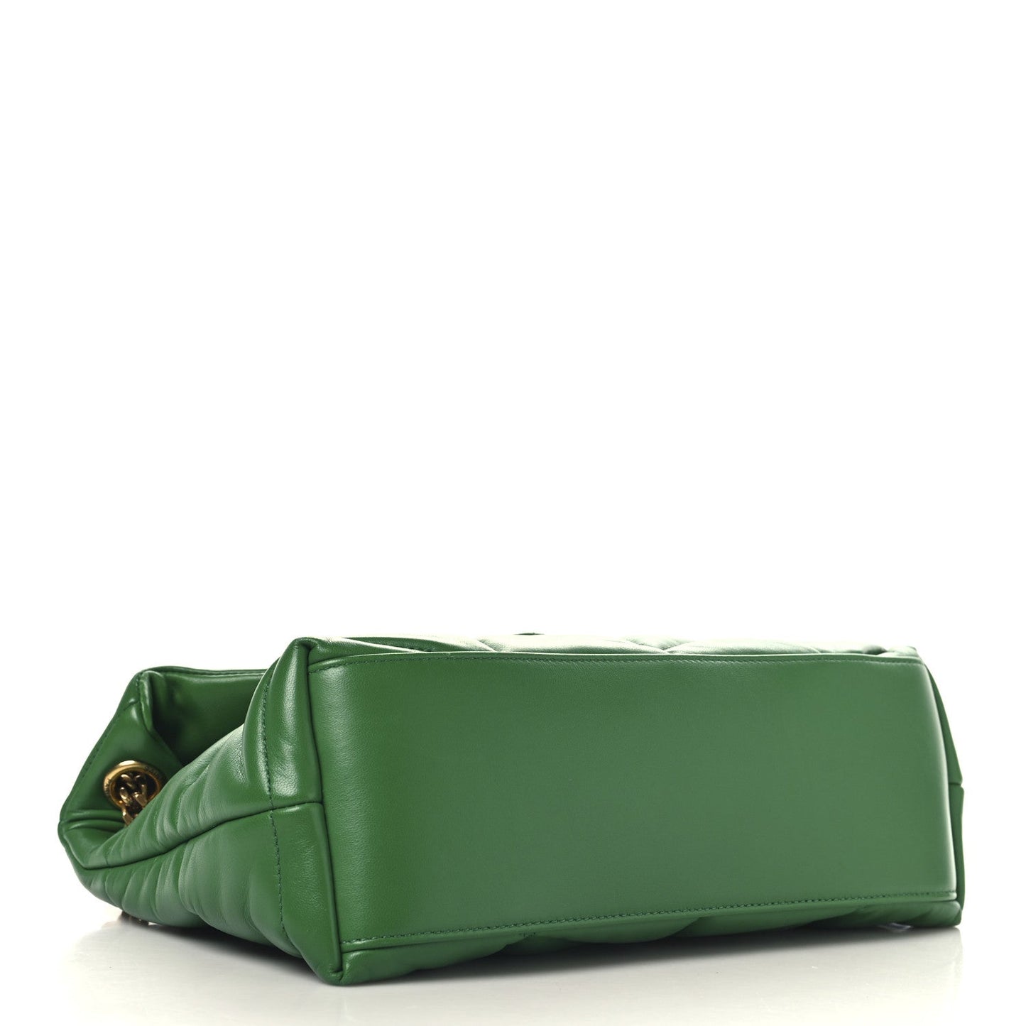 Saint Laurent Lambskin Quilted Small Loulou Puffer Monogram Chain Satchel New Vert