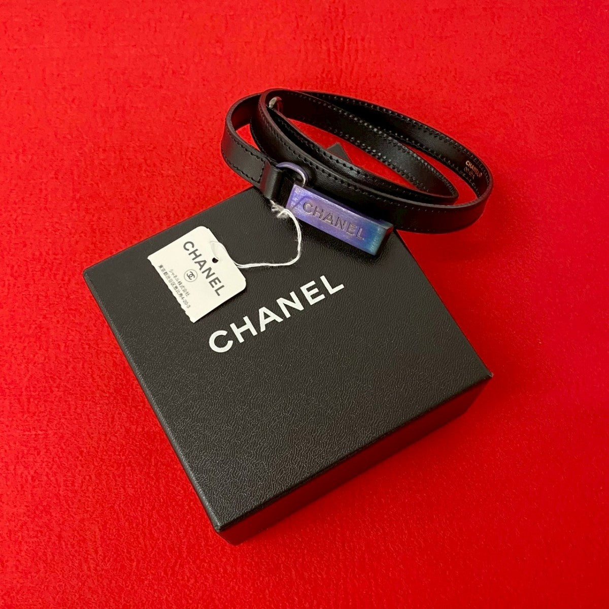 CHANEL belt leather black
