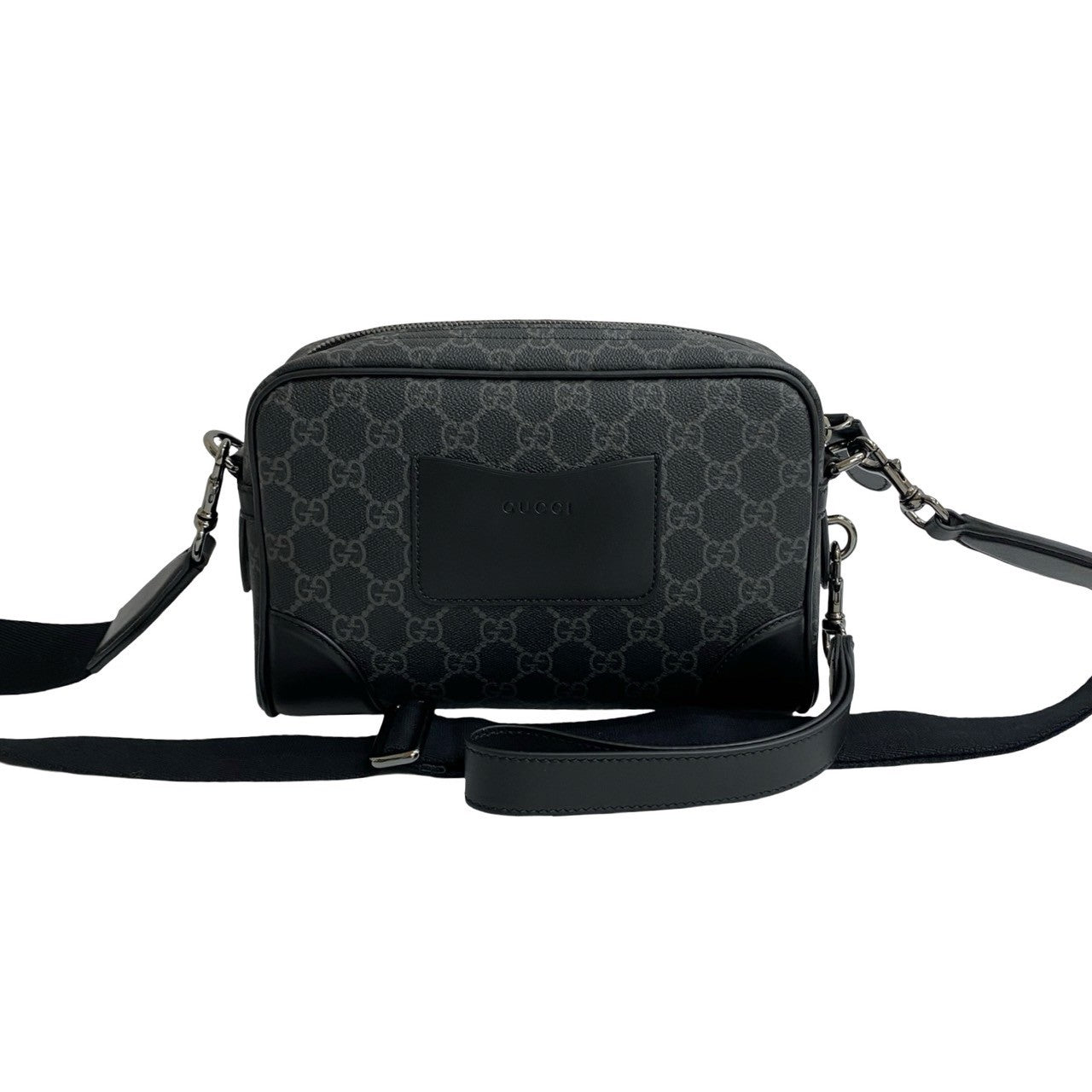 GUCCI Shoulder Bag leather black GG Emblem Small Cross Sling Bag