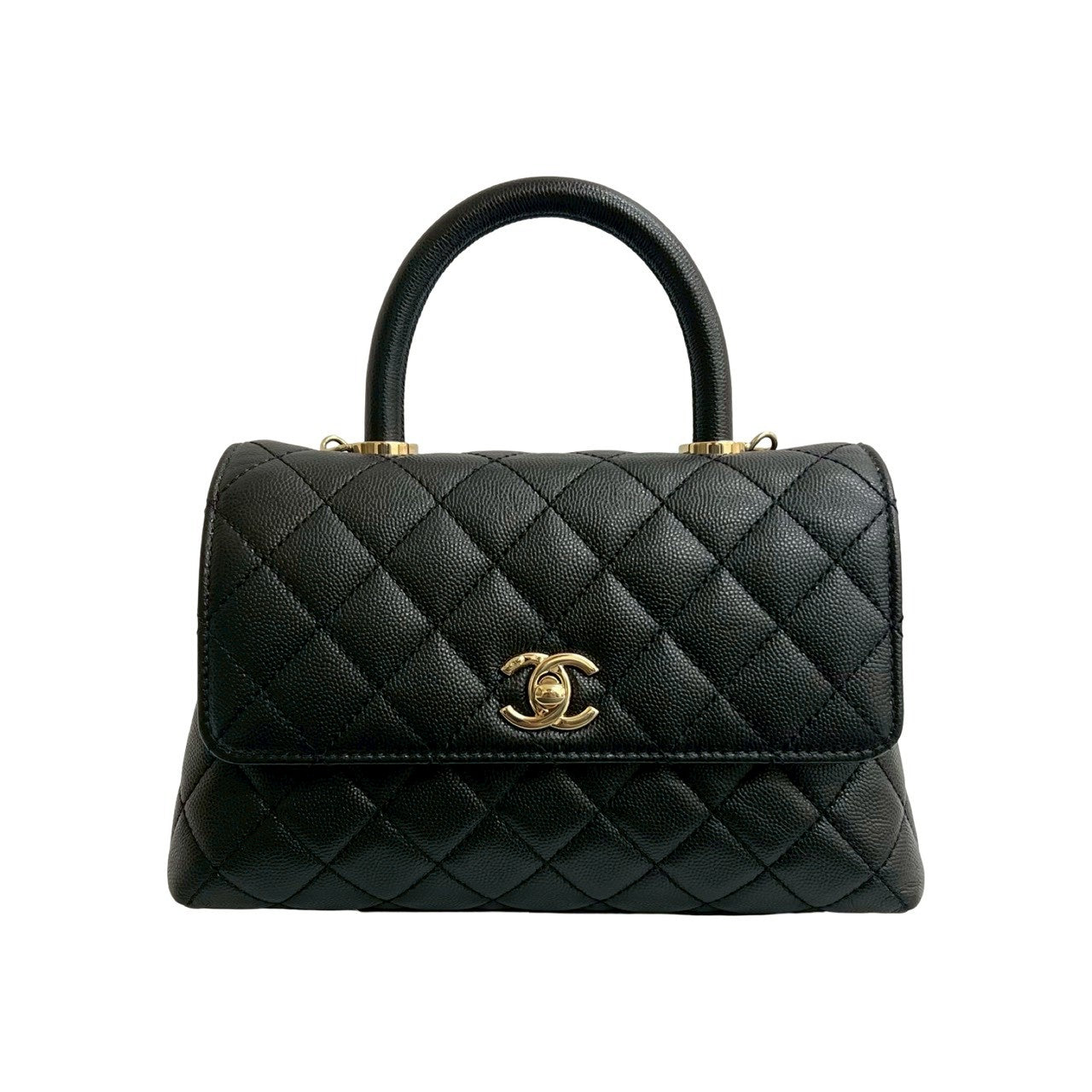 CHANEL Handbag Matt caviar skin black Coco Handle XS