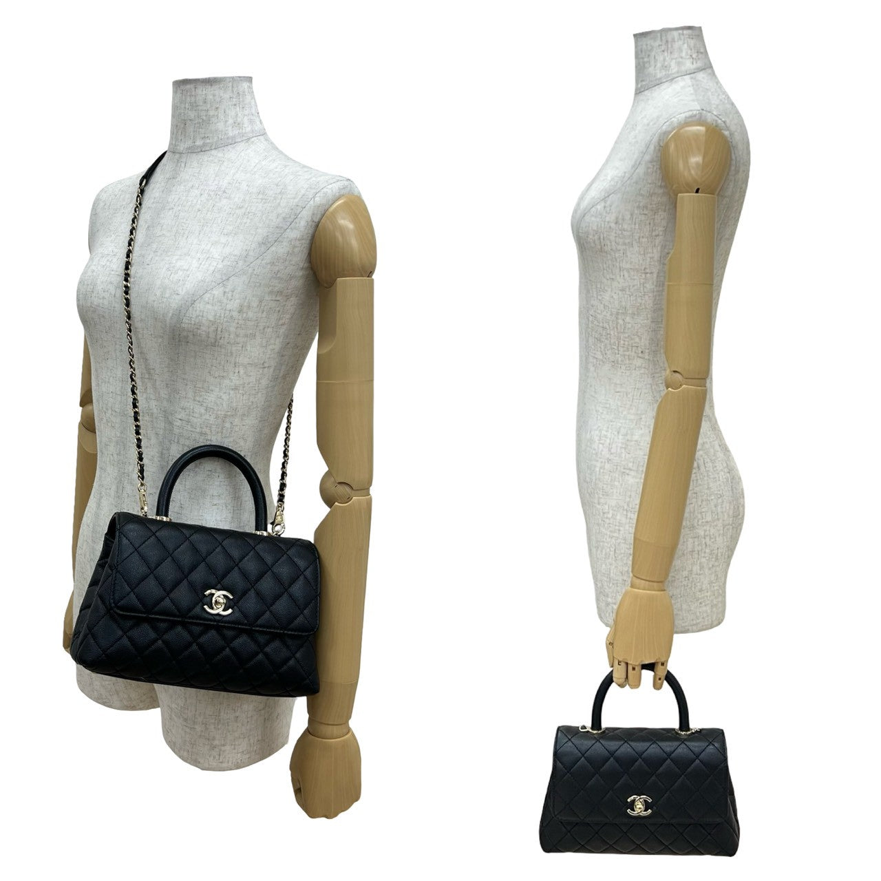 CHANEL Handbag Matt caviar skin black Coco Handle XS