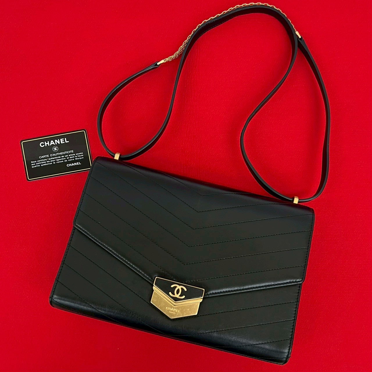 CHANEL Shoulder Bag leather black