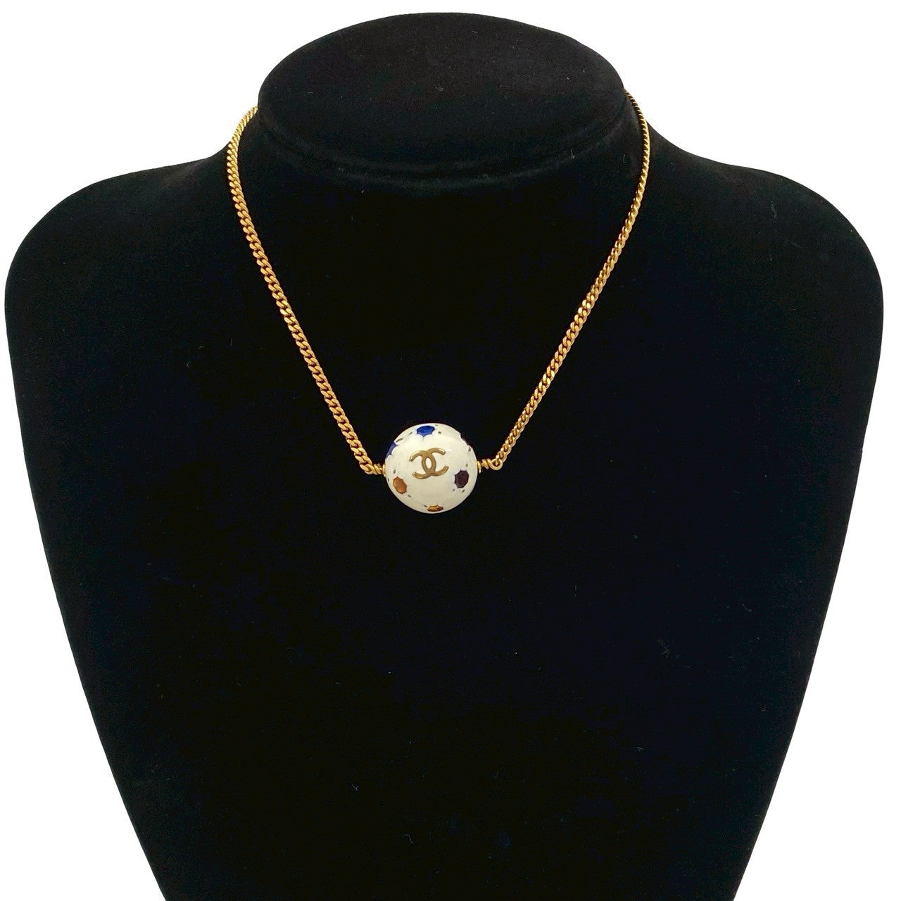 CHANEL Necklace Gold Plated white