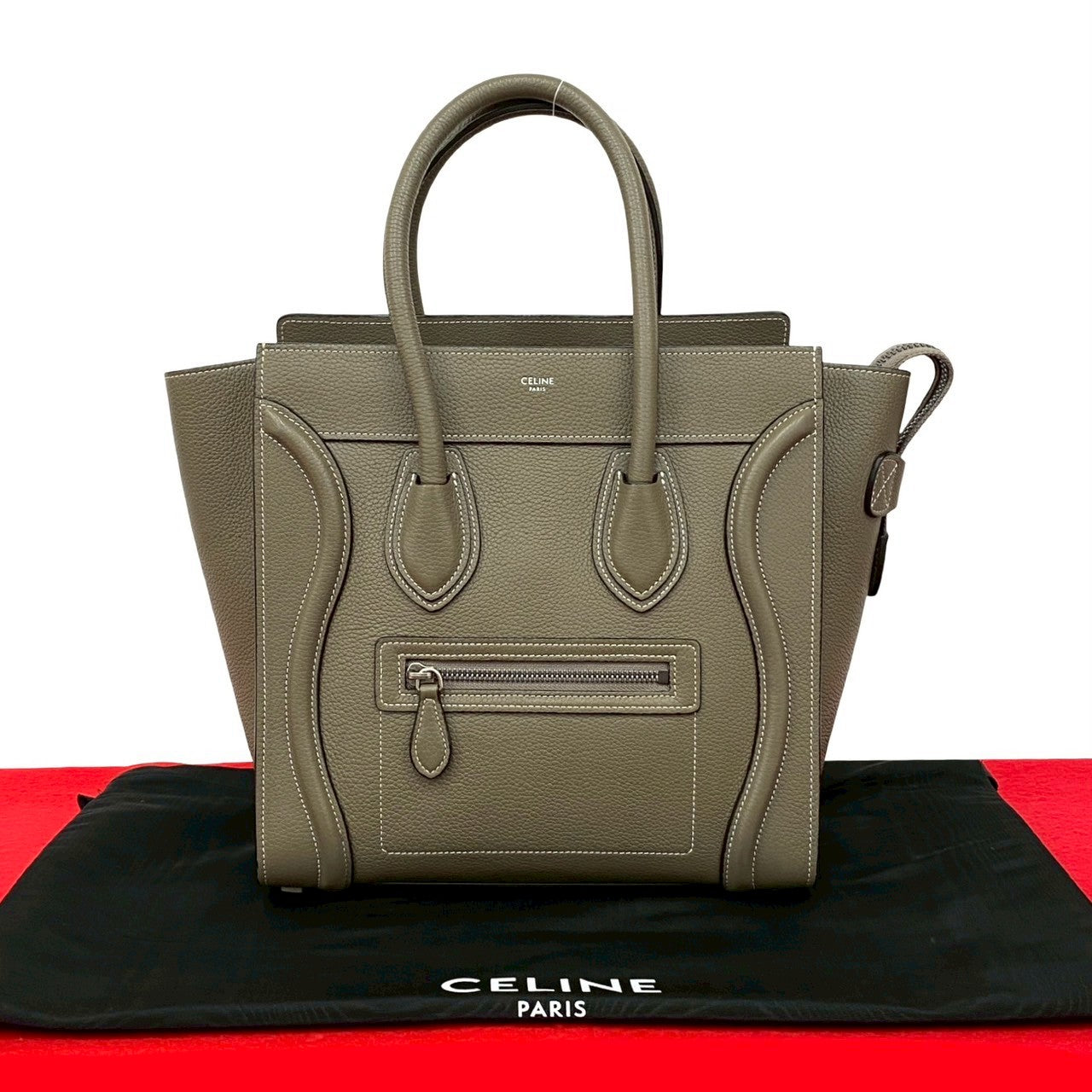 CELINE Handbag leather gray Luggage micro shopper