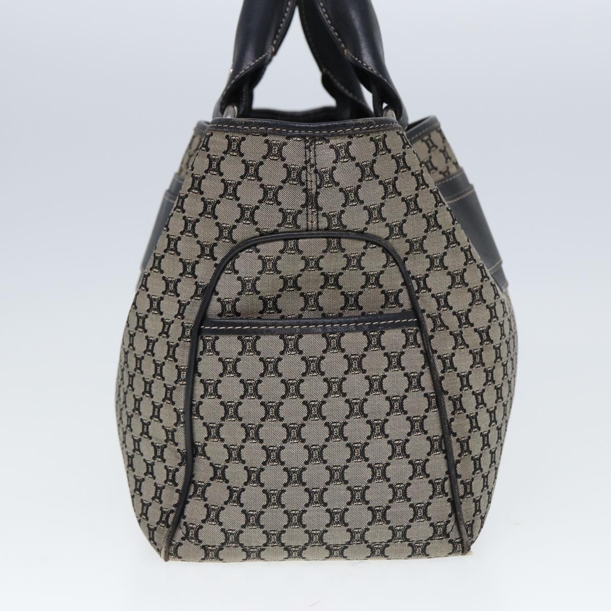 Luxury CELINE Macadam Canvas Hand Bag Black Beige  80080