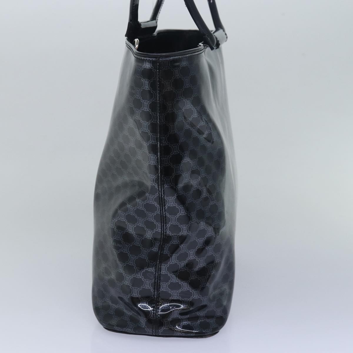Luxury CELINE Macadam Canvas Hand Bag Enamel Black  80085
