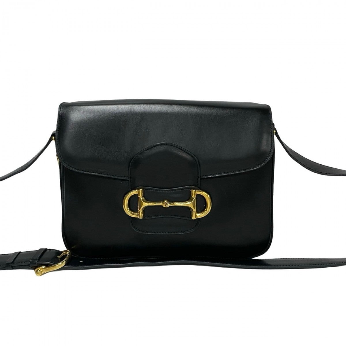 CELINE Shoulder Bag leather black Horsebit Metal Women