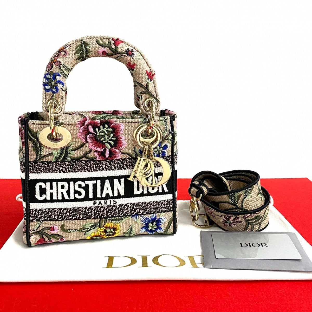 Dior Shoulder Bag canvas beige Lady Dee-Lite Mini