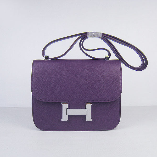 Luxury Hermes Constance Cowskin Leather Bag H017 purple silver