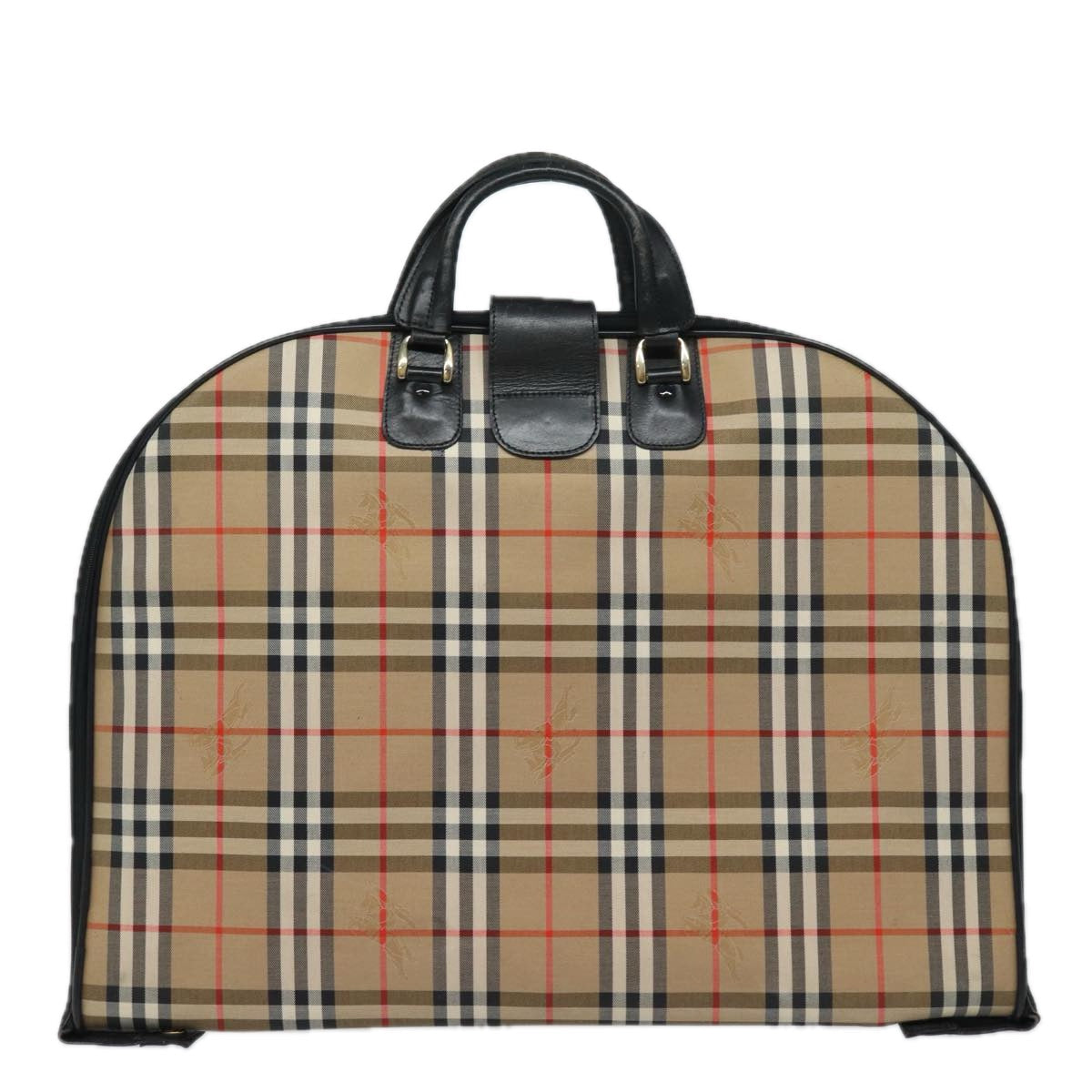 Luxury BurberrySs Nova Check Garment Cover Canvas Beige Black Auth 80164