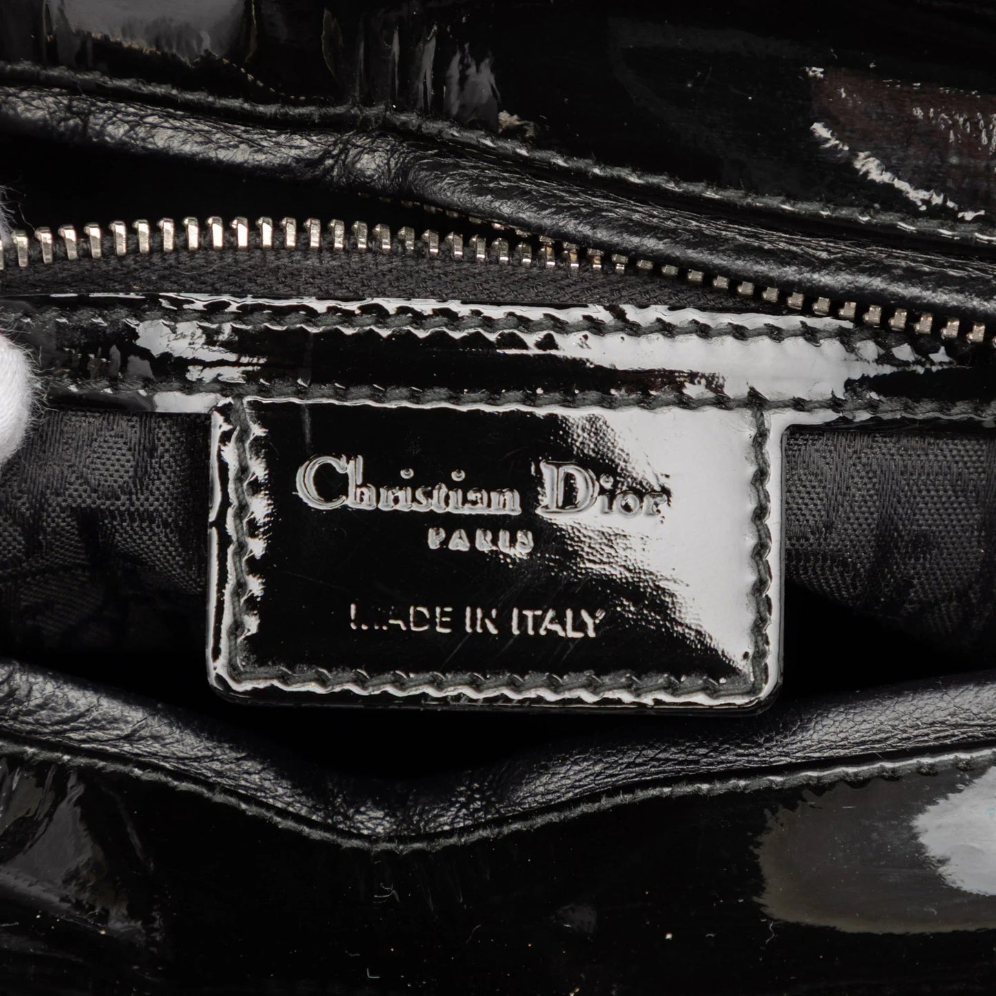 Black Dior Large Patent Cannage Lady Dior Satchel