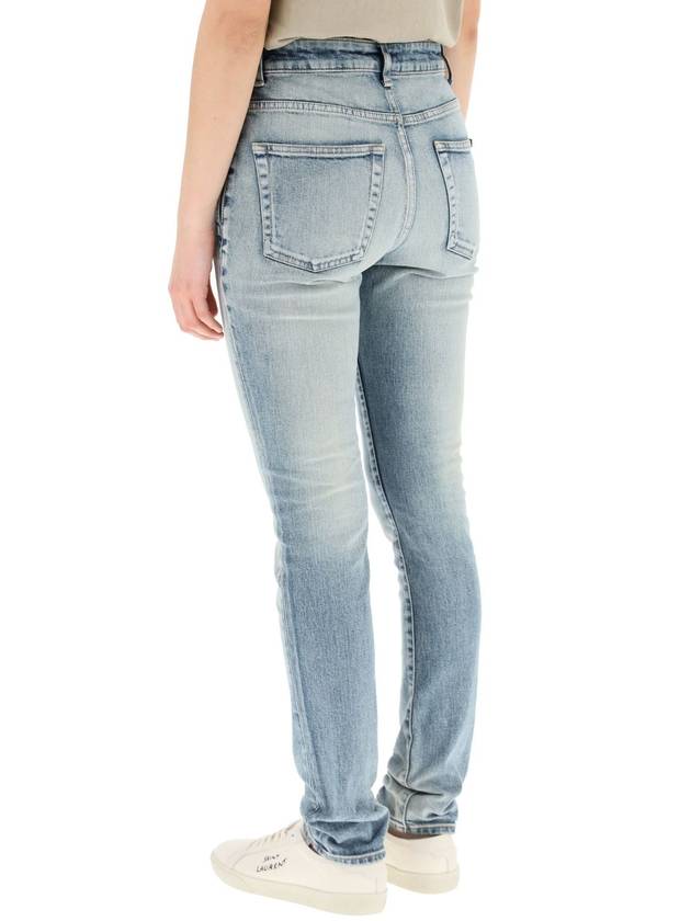 Luxury Saint Laurent Trending 2025 Women's Denim Skinny Jeans Light Blue