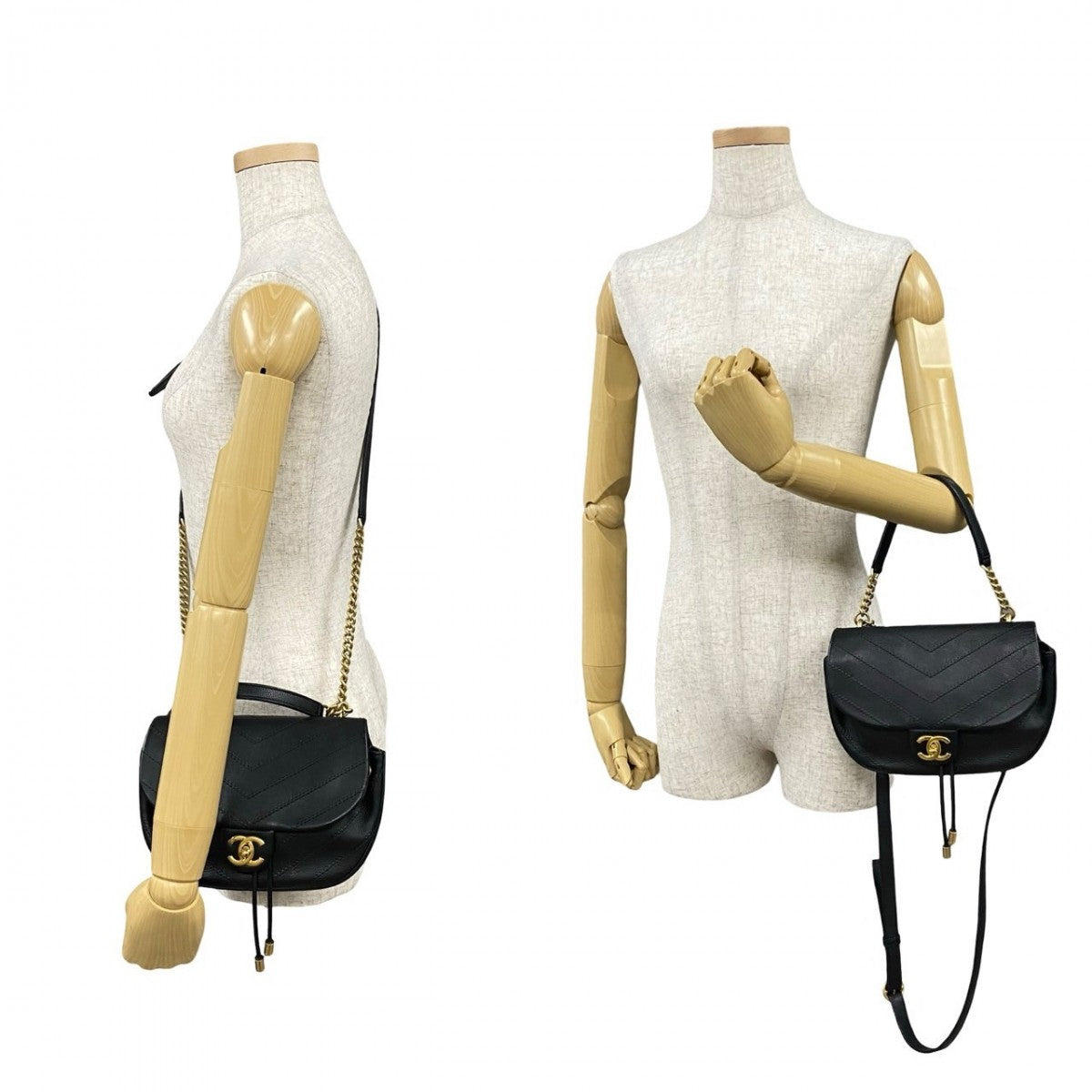 CHANEL Shoulder Bag leather black COCO Mark Women